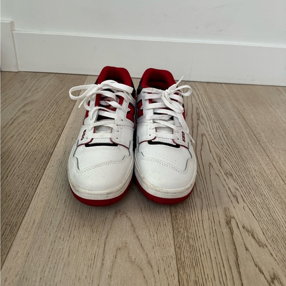 white & red new balance 550 sneakers - Picture 1 of 2